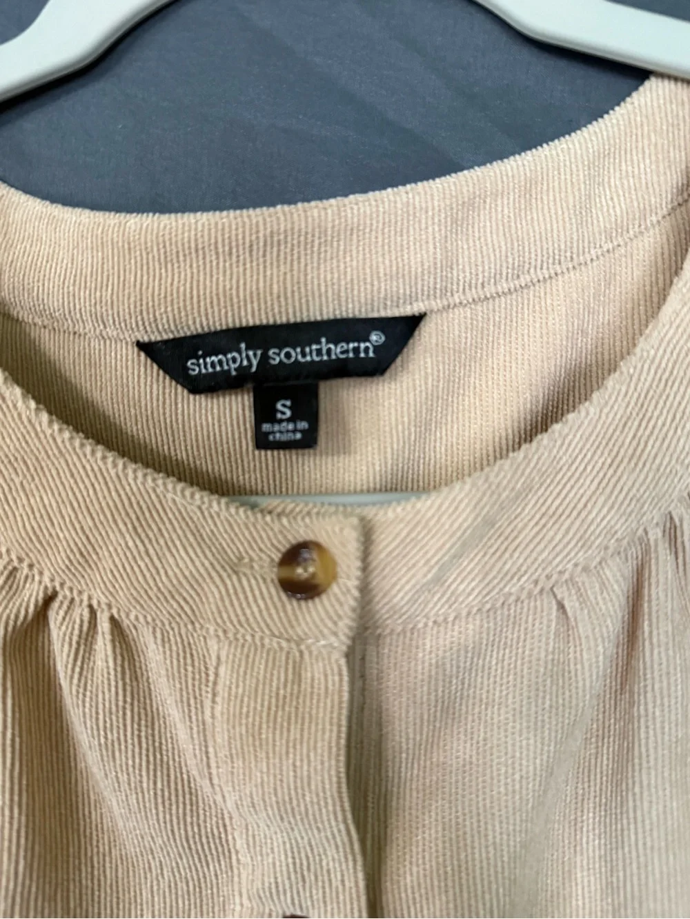 Simply Southern Beige Button-Front Tiered Dress - Picture 3 of 3